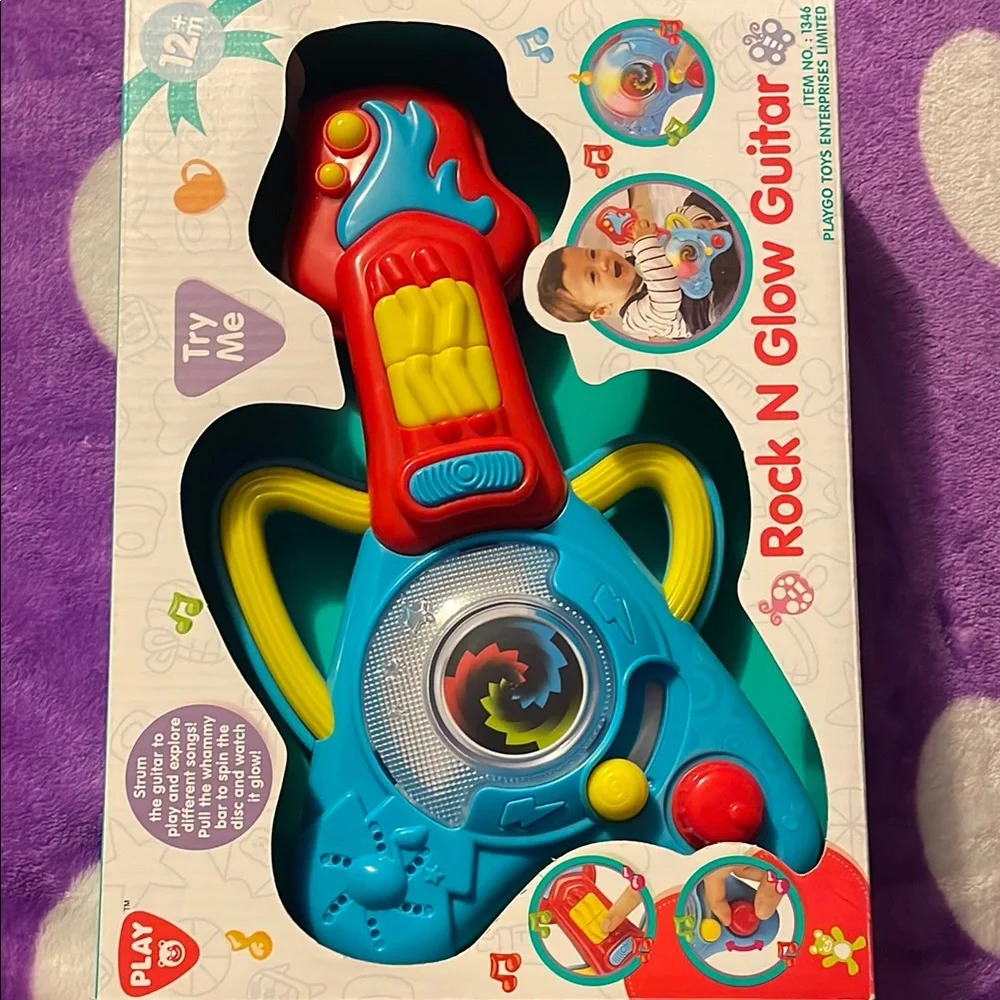 New~Rock N Glow Guitar - Blue and Red